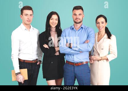 Les gens d'affaires, le groupe d'équipe, les employés professionnels, la prise de vue en studio Banque D'Images