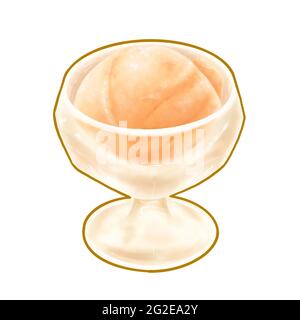Une boule de glace, un tableau numérique de petite tasse de verre de glace à la vanille dessert raster 3D illustration isolée sur fond blanc. Banque D'Images