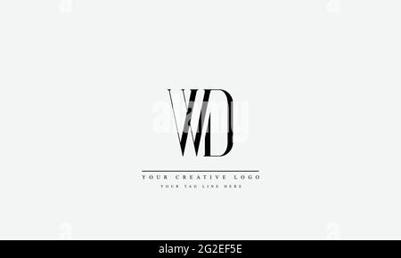 Lettre logo Design avec la typographie moderne et créative WD DW Illustration de Vecteur