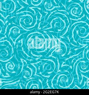 Motif géométrique vectoriel turquoise sans couture des spirales fluides boucles et coins.texture géométrique vectorielle marine sans couture de lignes lisses et brisées Illustration de Vecteur