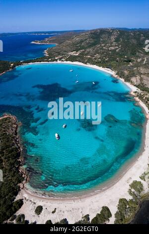 FRANCE. CORSE-DU-SUD (2A) BAIE DE RONDINARA (VUE AÉRIENNE) Banque D'Images