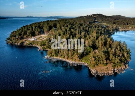 Prise de vue aérienne de Moses point, North Saanich, île de Vancouver, C.-B. Canada Banque D'Images