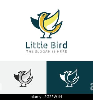 Logo Little Cute Bird Happy Fun Cartoon Illustration de Vecteur