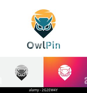 Owl Bird PIN Location placer carte Mobile application Technology logo Illustration de Vecteur