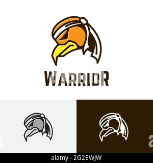 Serre-tête Eagle Hawk Warrior Game Cartoon logo Illustration de Vecteur