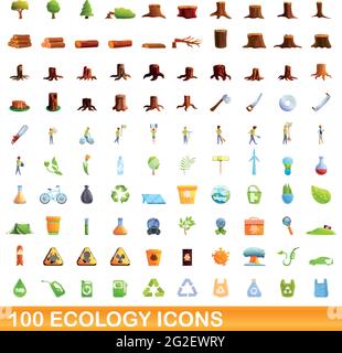 jeu de 100 icônes écologiques. Illustration de 100 icônes écologiques ensemble de vecteurs isolés sur fond blanc Illustration de Vecteur