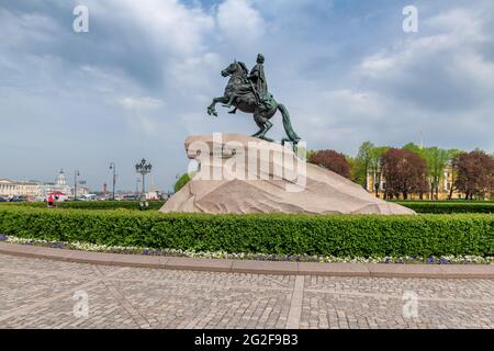 Statue de Pierre le Grand sur la place du Sénat, Saint-Pétersbourg, Russie. Banque D'Images