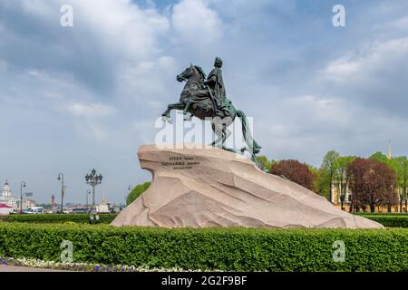 Statue de Pierre le Grand sur la place du Sénat, Saint-Pétersbourg, Russie. Banque D'Images