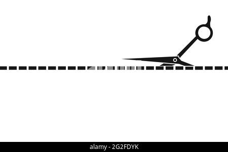 Ciseaux avec lignes de coupe sur fond blanc, rendu 3D Banque D'Images