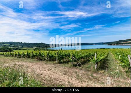 lac corbara en ombrie avec zones de baignade en été Banque D'Images