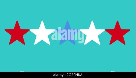 Image générée numériquement de plusieurs étoiles colorées sur fond vert Banque D'Images