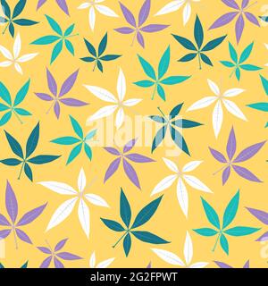 Élégant motif fleuri vectoriel sans couture tendance avec feuilles de pachira tropicales. Arrière-plan tendance à texture feuillages répétitive pour l'impression Illustration de Vecteur