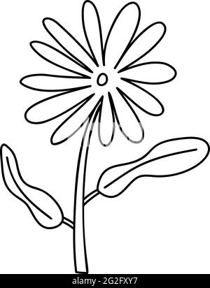 Fleur de printemps stylisée à vecteur monoline. Élément d'illustration de style scandinave. Image florale d'été décorative pour carte de Saint-Valentin ou Illustration de Vecteur