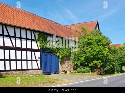 Europe, Allemagne, Hesse, arrière-pays, réserve naturelle de Lahn-Dill-Bergland, Gladenbach, ferme de 'Merjehop' à Weitershausen Banque D'Images