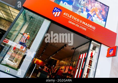 Magasin officiel de l'Atlético de Madrid. Gran Vía Store Madrid, Comunidad de Madrid, Espagne, Europe Banque D'Images