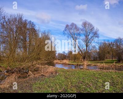 Inondations hivernales au Schmutter, Banque D'Images