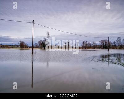 Inondations hivernales au Schmutter, Banque D'Images