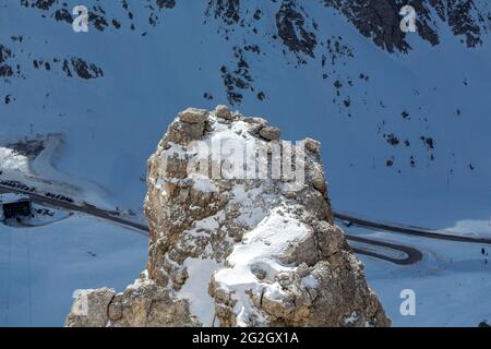 Formations rocheuses, détail, Sass Pordoi, Pordoi Pass, Sellaronda, Tyrol du Sud, Haut-Adige, Dolomites, Italie, Europe Banque D'Images