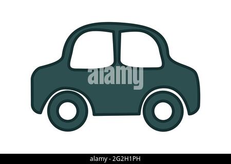 Icône de voiture isolée sur fond blanc. Symbole automobile de dessin animé. Panneau de véhicule noir simple. Pictogramme ou logo du véhicule. Illustration du vecteur de stock Illustration de Vecteur