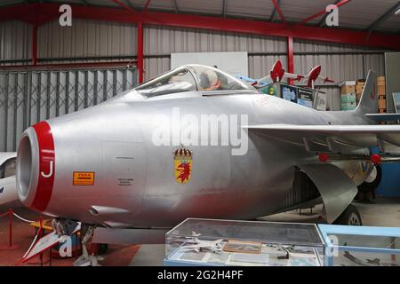 Saab J-29F « Tunnan » (1951), Midland Air Museum, aéroport de Coventry, Baginton, Warwickshire, Angleterre, Grande-Bretagne, Royaume-Uni, Europe Banque D'Images