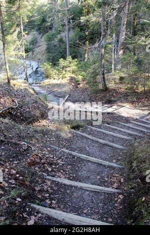 Hüttlebachklamm, près de Krün, Karwendel, Werdenfelser Land, haute-Bavière, Bavière, Allemagne, Vallée d'Isar, Alpenwelt Karwendel Banque D'Images