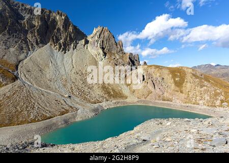 Lac des Béraudes, Vallée de la Clarée près de Névache, France, Provence-Alpes-Côte d'Azur, Dep. Hautes-Alpes Banque D'Images