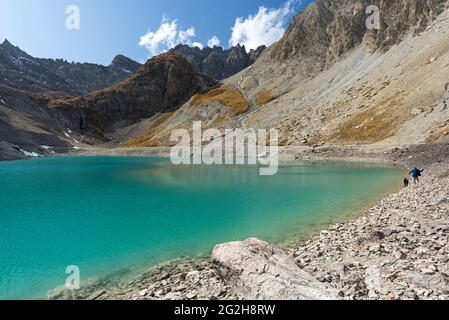 Lac des Béraudes, Vallée de la Clarée près de Névache, France, Provence-Alpes-Côte d'Azur, Dep. Hautes-Alpes Banque D'Images