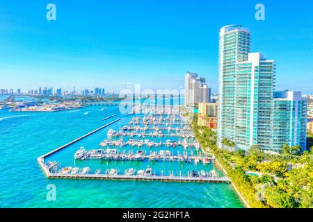 Miami Beach South Pointe condo bâtiments aériens Banque D'Images