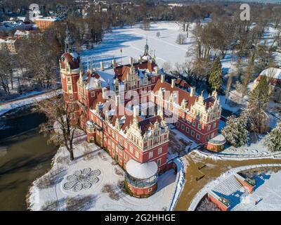 Le nouveau château du parc Muskauer Banque D'Images