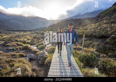 Tongariro Crossing Nouvelle-Zélande, sentier de randonnée dans le parc national de Tongariro, Île du Nord, Manawatu-Wanganui, Nouvelle-Zélande Banque D'Images