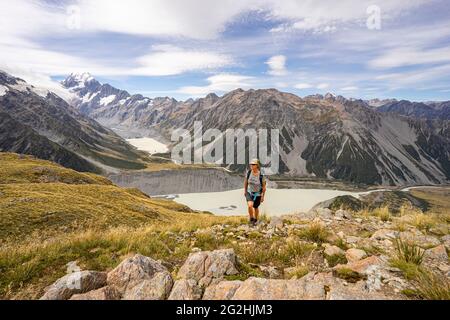 Mueller Hut route dans le parc national de Mount Cook, Île du Sud, Nouvelle-Zélande Banque D'Images