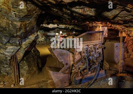 Dans l'ancienne mine d'étain sur le Sauberg près d'Ehrenfriedersdorf, les visiteurs peuvent découvrir l'histoire de 750 ans de l'exploitation minière d'étain et d'argent à une profondeur de 100 mètres de près Banque D'Images