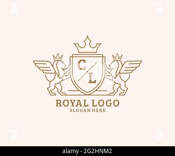 Lettre CL Lion Royal Luxury Heraldic, Crest logo template dans l'art vectoriel pour restaurant, Royalty, Boutique, café, Hôtel, Héraldique, bijoux, mode et Illustration de Vecteur