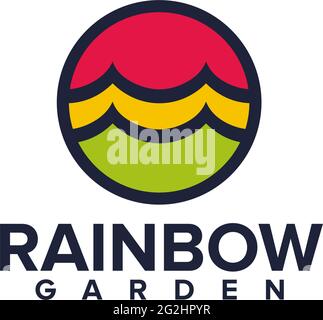 Modèle vectoriel avec logo Rainbow Garden et Park Illustration de Vecteur