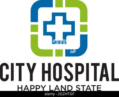 Modèle de vecteur de conception du logo du centre médical hospitalier Illustration de Vecteur