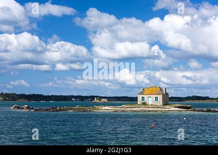 Ancienne maison de l'huître, Maison de Nichtarguér, Saint Cado, Rivière d'Hôtel, près de Belz, France, Bretagne, département du Morbihan Banque D'Images