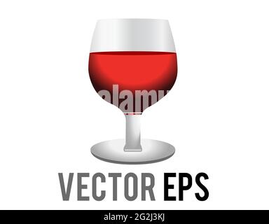 L'alcool vectoriel isolé boit une icône de vin rouge servie dans un verre à tiges Illustration de Vecteur