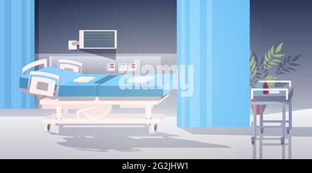 clinique moderne salle de thérapie intensive vide aucune personne hôpital salle intérieure horizontale Illustration de Vecteur