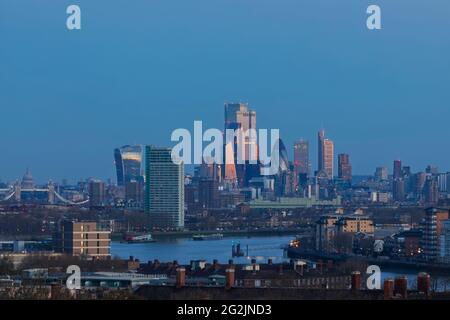 Angleterre, Londres, Greenwich, Londres vue panoramique depuis Greenwich Park Banque D'Images