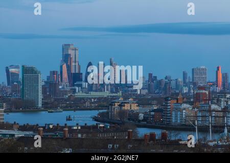 Angleterre, Londres, Greenwich, Londres vue panoramique depuis Greenwich Park Banque D'Images