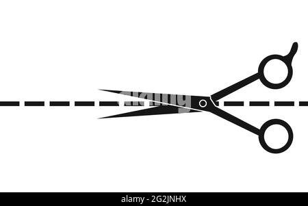 Coupe de ciseaux et de lignes sur fond blanc, rendu 3D Banque D'Images