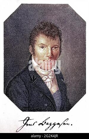 Jens Emmanuel Baggesen, 15. Février 1764 - 3. Oktober 1826, war ein dänischer Schriftsteller, Übersetzer und Anhänger der Aufklärung der Französischen Revolution / Jens Immanuel Baggesen, 1764-1826, un poète danois, librettiste, critique et écrivain comique, historique, numérique amélioration de la reproduction d'un original du XIXe siècle / Redigeoder Redigeoder 19. Jahrhundert, Originaldatum nicht bekannt Banque D'Images