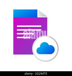 icône de fichier. fichier avec icône de nuage. concept d'icône de vecteur de style dégradé Banque D'Images