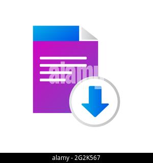 icône de fichier. fichier avec icône de téléchargement. concept d'icône de vecteur de style dégradé Banque D'Images