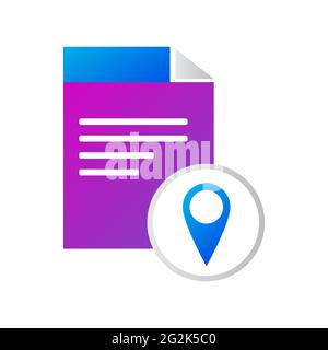 icône de fichier. fichier avec icône d'emplacement. concept d'icône de vecteur de style dégradé Banque D'Images