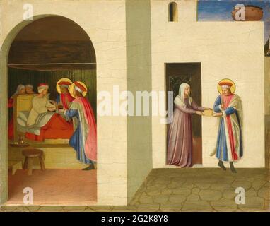 FRA Angelico - la guérison de Palladia par Saint Cosmas et Saint Damian Banque D'Images