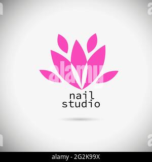 Logo du studio de manucure. Fleur de Lotus. Illustration vectorielle Illustration de Vecteur