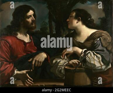 Giovanni Francesco Barbieri - Guercino - Christ et la femme de Samarie Banque D'Images