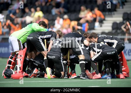 AMSTELVEEN, PAYS-BAS - JUIN 12 : l'équipe nationale allemande de hockey lors du championnat européen de hockey les hommes se disputeront entre l'Allemagne et les pays-Bas au Wagener Stadion le 12 juin 2021 à Amstelveen, pays-Bas (photo de Gerrit van Keulen/Orange Pictures) Banque D'Images