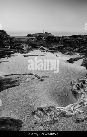 Magnifique et insolite image de paysage du phare de Godrevy sur Cornouailles côte Banque D'Images